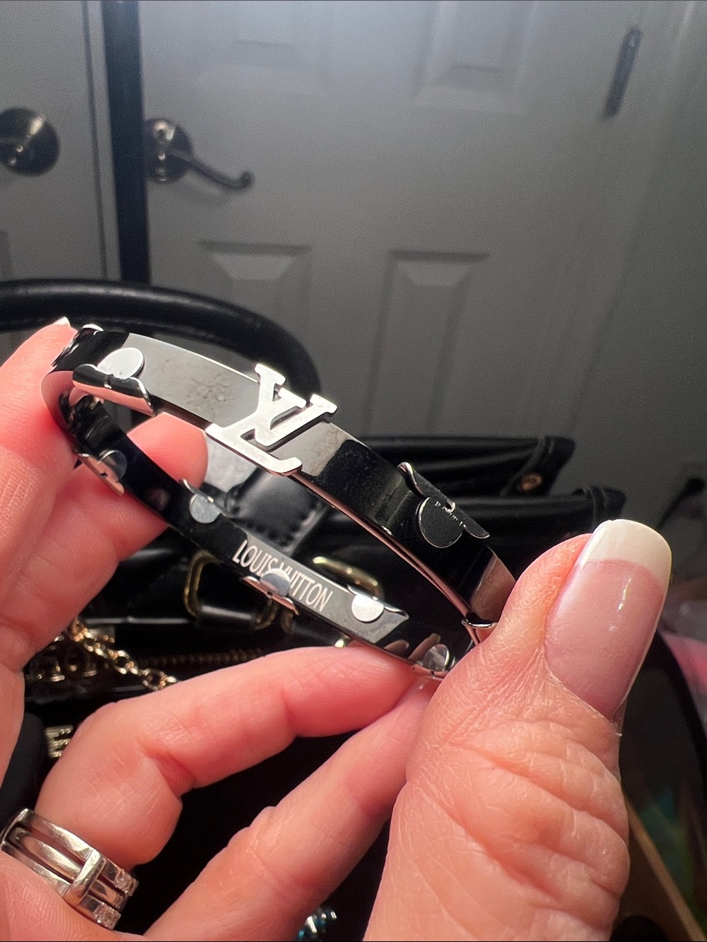 Black and Silver Logo Bangle